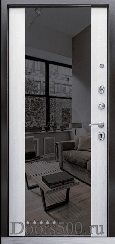 Дверь Премьер 2К с Зеркалом (Белая лиственница)