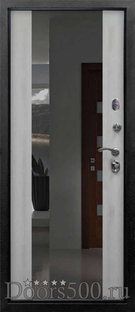 Дверь S01 2К Винорит венге (Зеркало) Белая лиственница