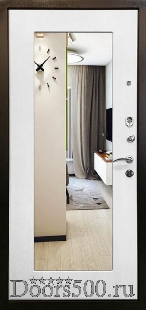 Дверь Милан (Белый ясень) Зеркало