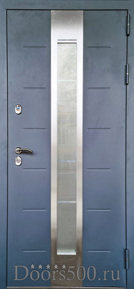 Дверь Тундра с окном RAL 7024 муар/ белая матовая