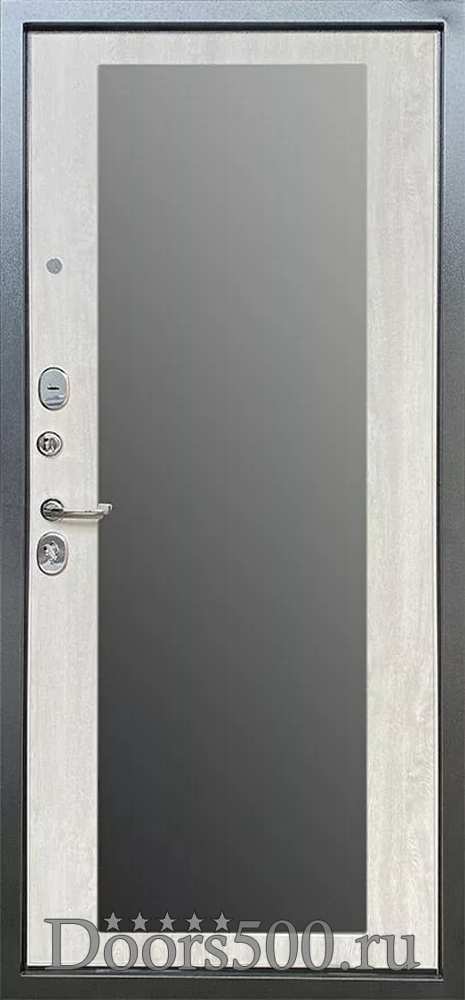 Дверь Троя 3К Зеркалом Антик темное серебро (Сосна белая)